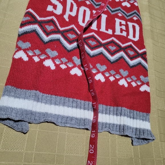 Spoiled Pooch Dog Sweater Animal Graphic Print Hearts Stripe Size Medium Cozy - Picture 15 of 16